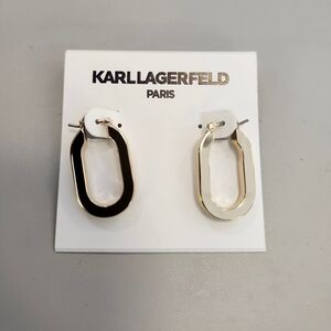 NWT Karl Lagerfeld Gold-Tone Oval Link Hoop Earrings